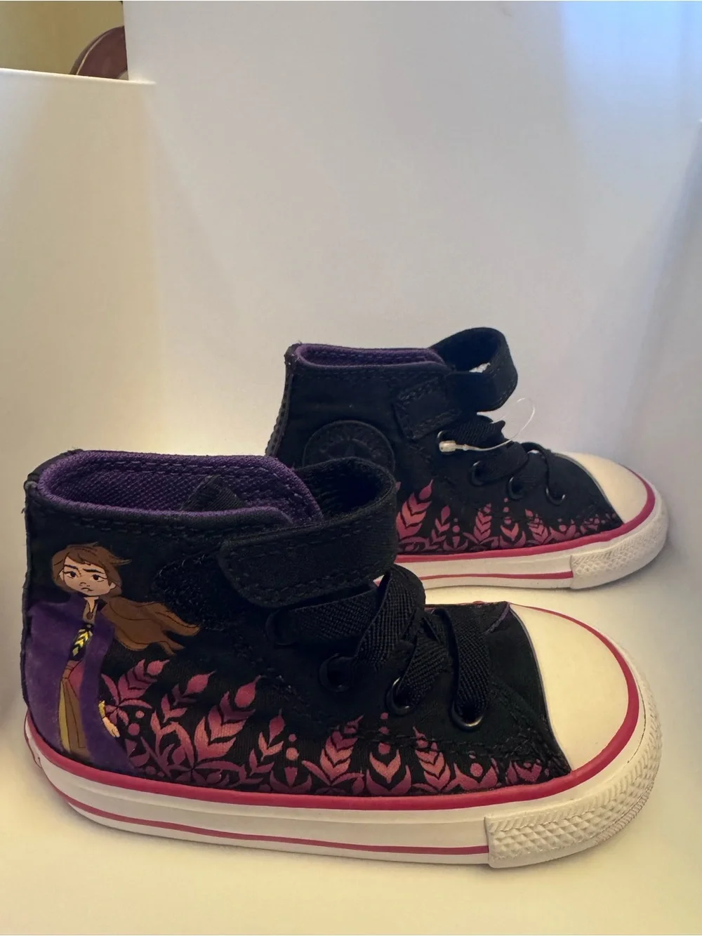 Converse Kids Black and Purple High-Top Sneakers with Pink Accents